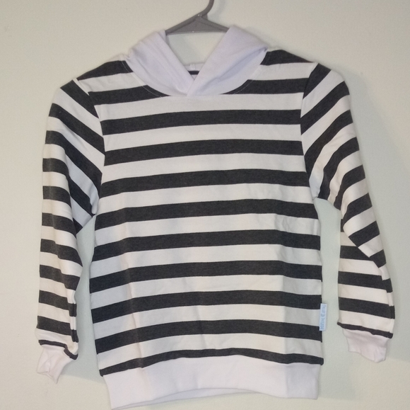 Kids charcoal gray and white striped Hoodie - Picture 9 of 9